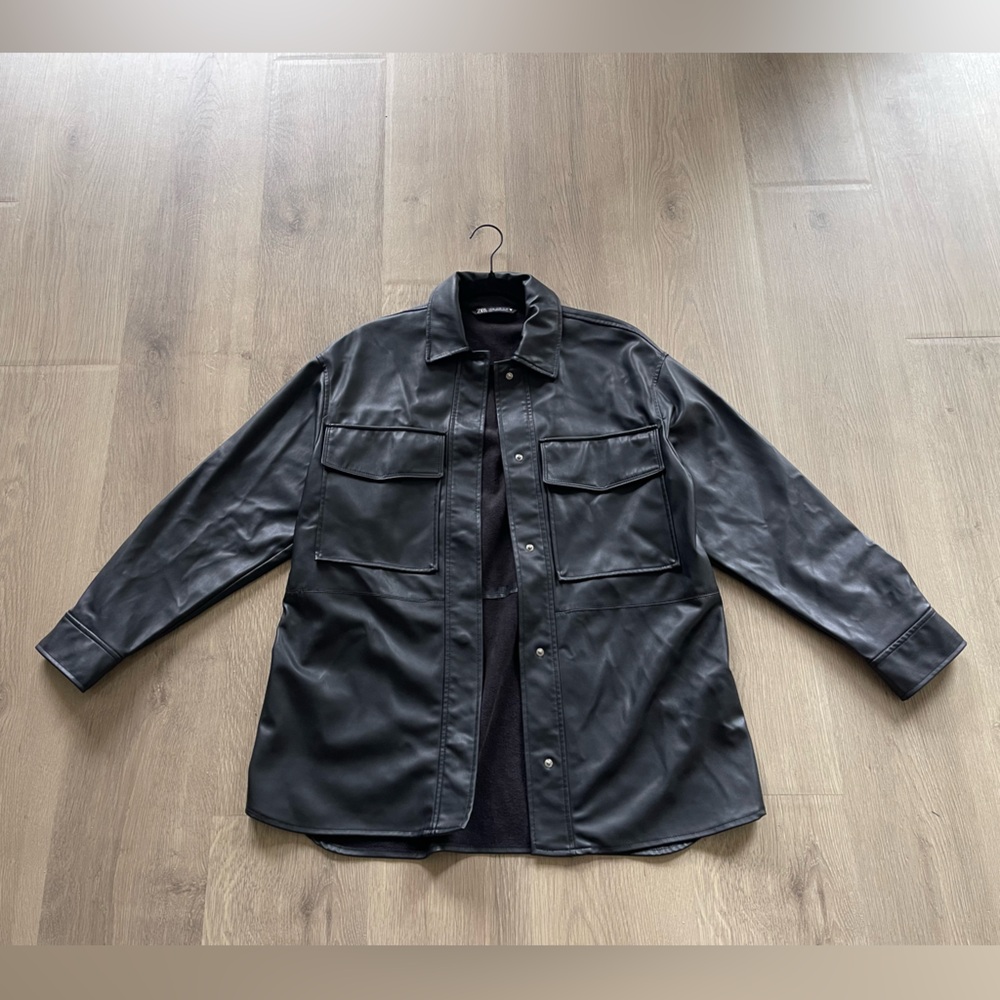 Zara pleather button up